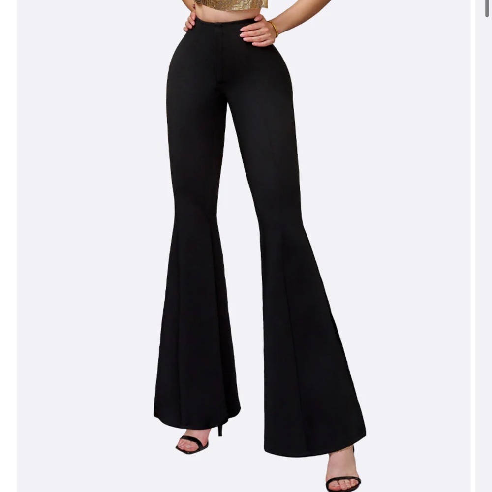 Sol Beauty Elegant Black Flared Women's Pants